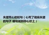 失望死心的短句（心死了彻底失望的句子 哪句说到你心坎上）