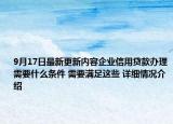 9月17日最新更新内容企业信用贷款办理需要什么条件 需要满足这些 详细情况介绍