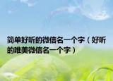 简单好听的微信名一个字（好听的唯美微信名一个字）