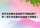 关于女生英文名简单干净网名两个字（关于女生英文名简单干净网名）