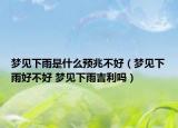 梦见下雨是什么预兆不好（梦见下雨好不好 梦见下雨吉利吗）