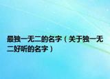 最独一无二的名字（关于独一无二好听的名字）