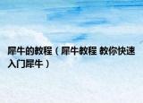 犀牛的教程（犀牛教程 教你快速入门犀牛）