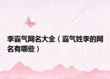 李霸气网名大全（霸气姓李的网名有哪些）