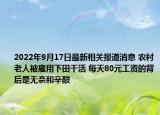 2022年9月17日最新相关报道消息 农村老人被雇用下田干活 每天80元工资的背后是无奈和辛酸