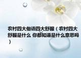 农村四大俗语四大舒服（农村四大舒服是什么 你都知道是什么意思吗）