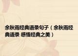 余秋雨经典语录句子（余秋雨经典语录 感悟经典之美）