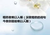 相思夜难以入睡（深夜相思的诗句 今夜你因谁难以入眠）