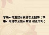 苹果xr电池显示黄色怎么回事（苹果xr电池怎么显示黄色 这正常吗）