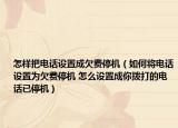 怎样把电话设置成欠费停机（如何将电话设置为欠费停机 怎么设置成你拨打的电话已停机）