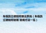 车载凯立德如何退出系统（车载凯立德如何使用 使用方法一览）