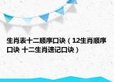 生肖表十二顺序口诀（12生肖顺序口诀 十二生肖速记口诀）