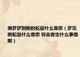 做梦梦到断的蛇是什么意思（梦见断蛇是什么意思 将会发生什么事情呢）