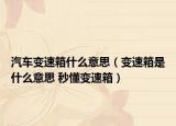 汽车变速箱什么意思（变速箱是什么意思 秒懂变速箱）