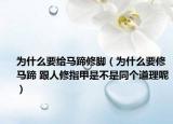 为什么要给马蹄修脚（为什么要修马蹄 跟人修指甲是不是同个道理呢）