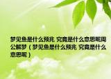 梦见鱼是什么预兆 究竟是什么意思呢周公解梦（梦见鱼是什么预兆 究竟是什么意思呢）