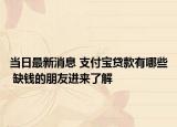 当日最新消息 支付宝贷款有哪些 缺钱的朋友进来了解