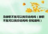 急辞职不批可以找劳动局吗（辞职不批可以找劳动局吗 你知道吗）