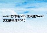 word怎样转pdf（如何把Word文档转换成PDF）