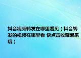 抖音视频转发在哪里看见（抖音转发的视频在哪里看 快点击收藏起来哦）