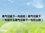 勇气可嘉下一句是啥（勇气可嘉下一句是什么勇气可嘉下一句怎么接）