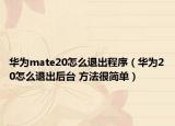 华为mate20怎么退出程序（华为20怎么退出后台 方法很简单）
