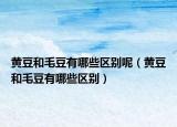 黄豆和毛豆有哪些区别呢（黄豆和毛豆有哪些区别）