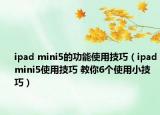 ipad mini5的功能使用技巧（ipadmini5使用技巧 教你6个使用小技巧）