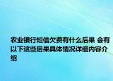 农业银行短信欠费有什么后果 会有以下这些后果具体情况详细内容介绍