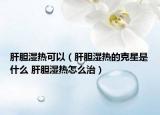 肝胆湿热可以（肝胆湿热的克星是什么 肝胆湿热怎么治）