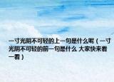 一寸光阴不可轻的上一句是什么呢（一寸光阴不可轻的前一句是什么 大家快来看一看）