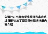 欠银行3.74元大学生被曝光家庭地址 银行说出了原因具体情况详细内容介绍