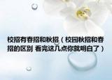 校招有春招和秋招（校园秋招和春招的区别 看完这几点你就明白了）