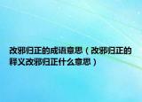 改邪归正的成语意思（改邪归正的释义改邪归正什么意思）