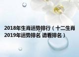 2018年生肖运势排行（十二生肖2019年运势排名 请看排名）