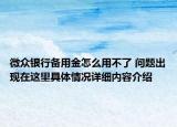 微众银行备用金怎么用不了 问题出现在这里具体情况详细内容介绍