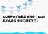 suv用什么轮胎比较好百度（suv轮胎怎么选择 车友们赶紧学习）