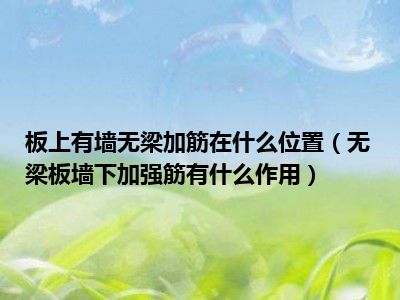 有什么板上作用位置墙下无梁板有墙无梁加筋