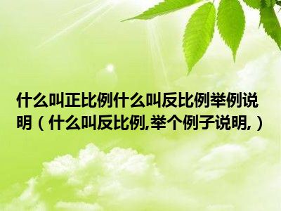 什么叫正比例什么叫反比例举例说明（什么叫反比例,举个例子说明,）