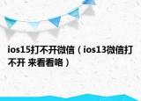ios15打不开微信（ios13微信打不开 来看看咯）
