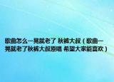 歌曲怎么一晃就老了 秋裤大叔（歌曲一晃就老了秋裤大叔原唱 希望大家能喜欢）