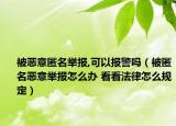 被恶意匿名举报,可以报警吗（被匿名恶意举报怎么办 看看法律怎么规定）