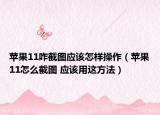 苹果11咋截图应该怎样操作（苹果11怎么截图 应该用这方法）