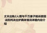 丈夫出轨2人赠与千万妻子起诉要回 法院判决出炉具体情况详细内容介绍