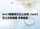 ios13暗黑模式怎么设置（ios13怎么设置暗黑 来看看里）