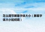 怎么调节屏幕字体大小（屏幕字体大小如何调）