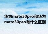 华为mate30pro和华为mate30pro有什么区别