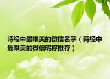 诗经中最唯美的微信名字（诗经中最唯美的微信昵称推荐）