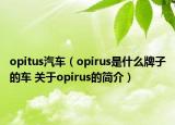 opitus汽车（opirus是什么牌子的车 关于opirus的简介）