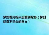 梦到看见蛇头没看到蛇身（梦到蛇身不见头的含义）